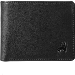 Men's Black Front Zipper Coin Pocket Genuine Leather Bifold Wallet Card Stylish